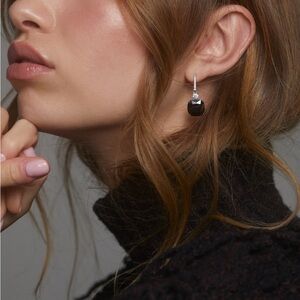 Absolutely gorgeous new black  stone with white crystals  earrings from France